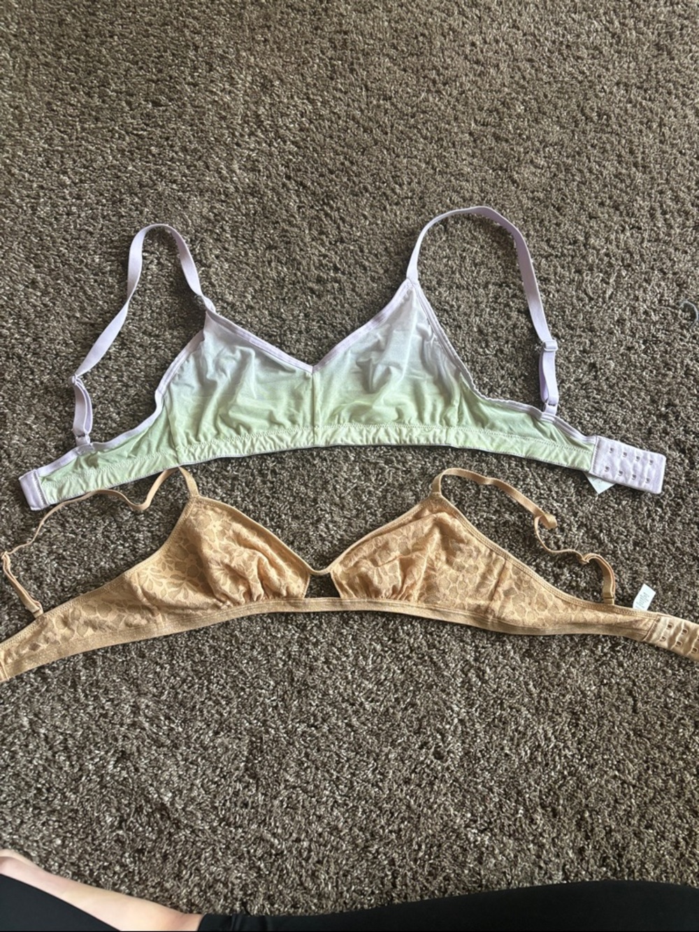 aerie Light Green & Beige Lace Triangle Bralettes